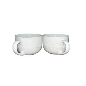 Christmas/Winter 19 fl oz Cocoa Mug Set with Embossed Reindeer